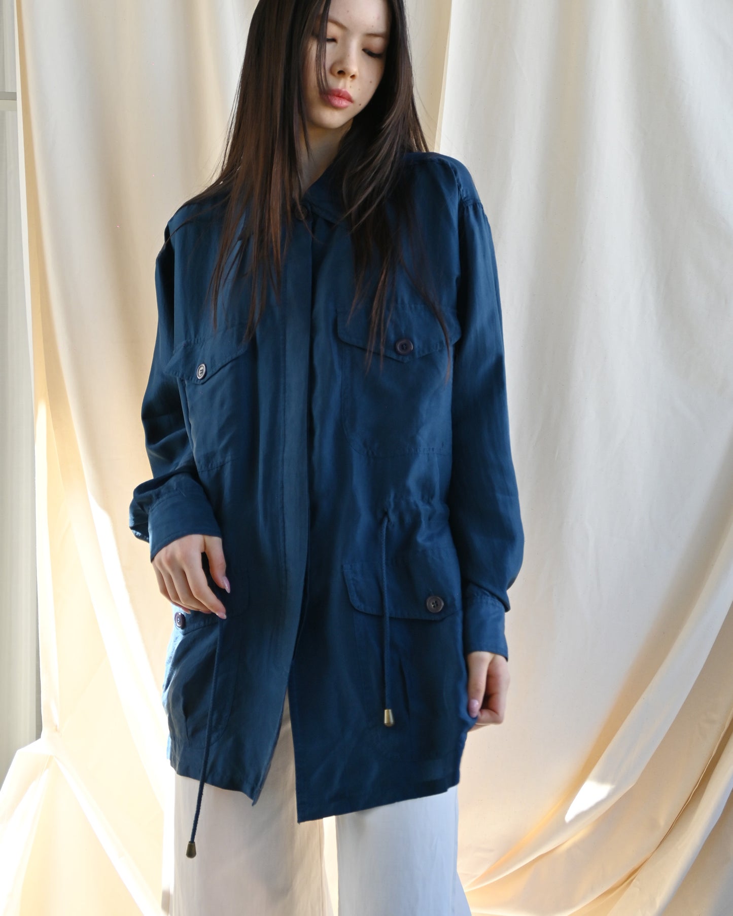 100% Silk Blue Shirt