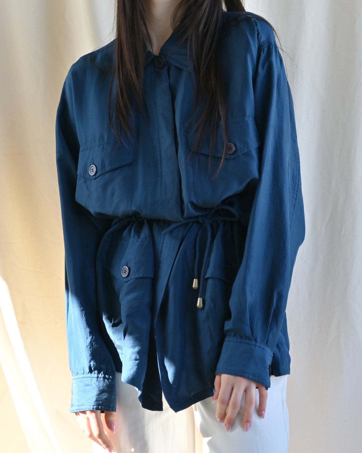 100% Silk Blue Shirt