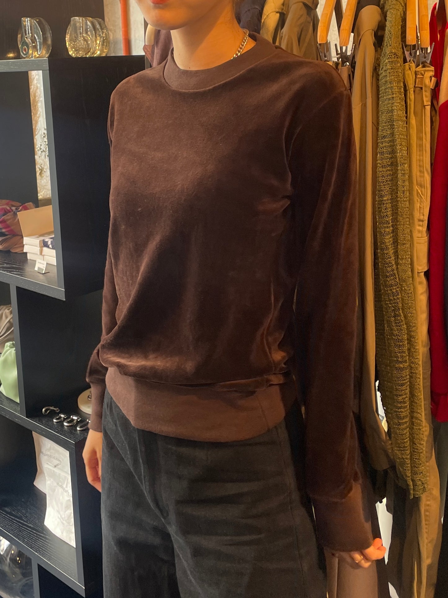 Cotton Velour Sweatshirts - Dark Brown