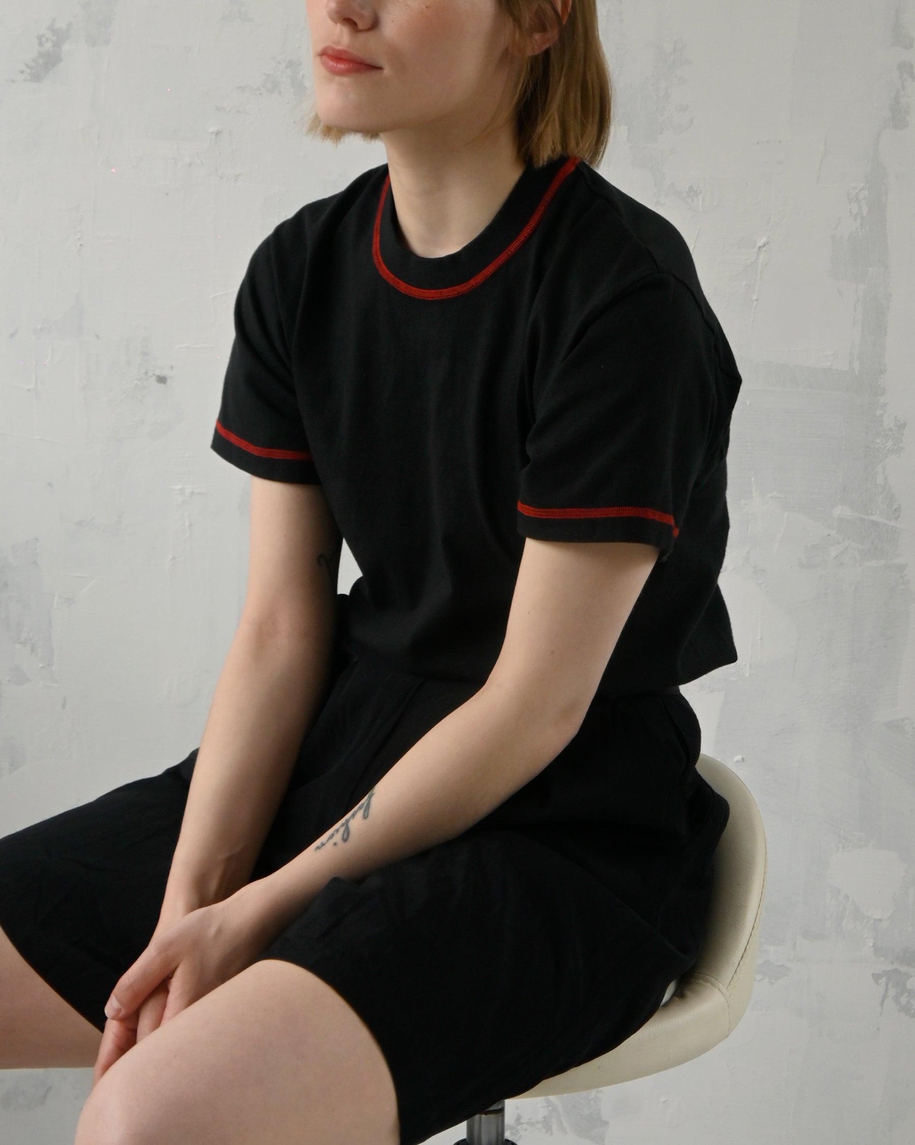 404 Red Stitched S/S Black Tee