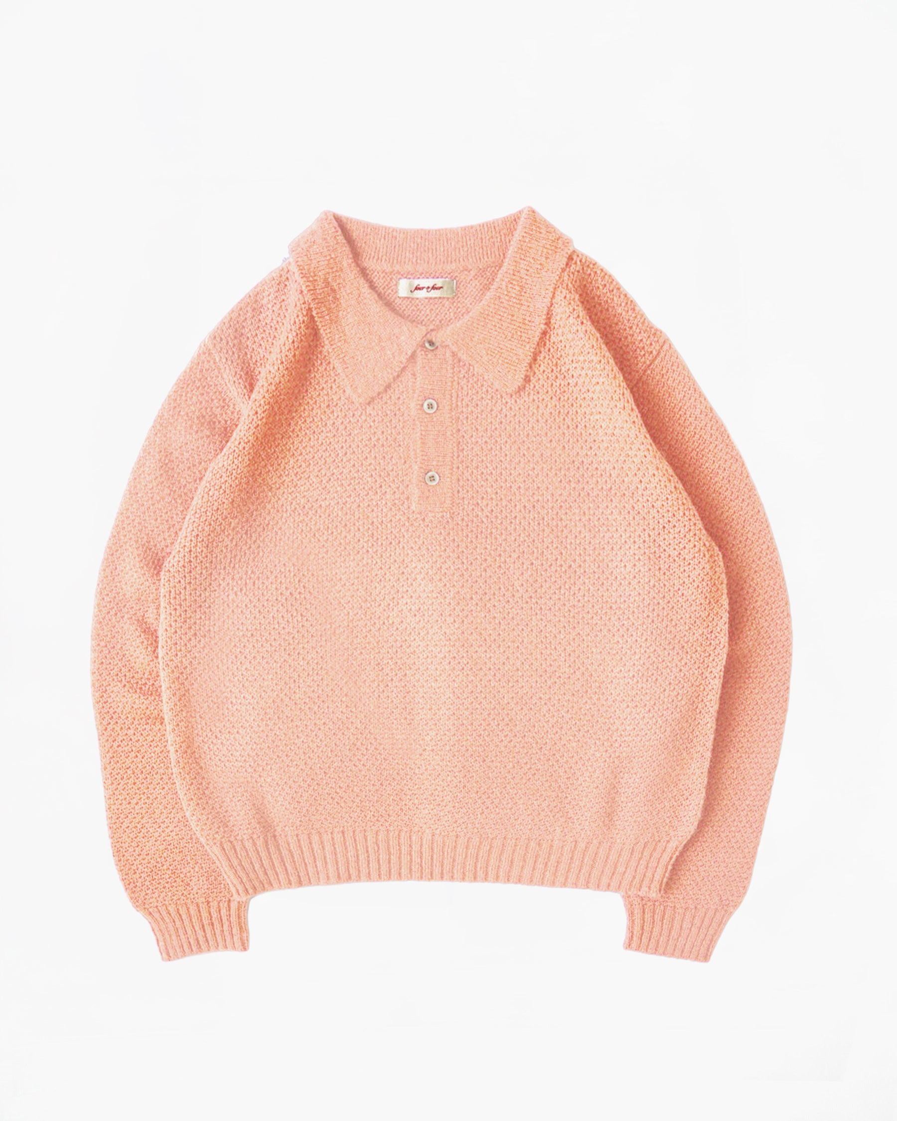 Mohair Blend Knit Polo - Pink