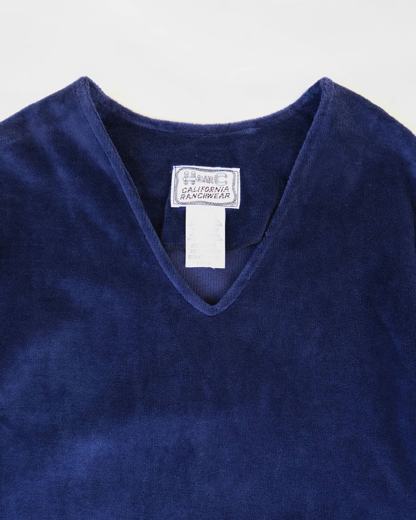NOS "H BAR C" Velour V-Neck Top