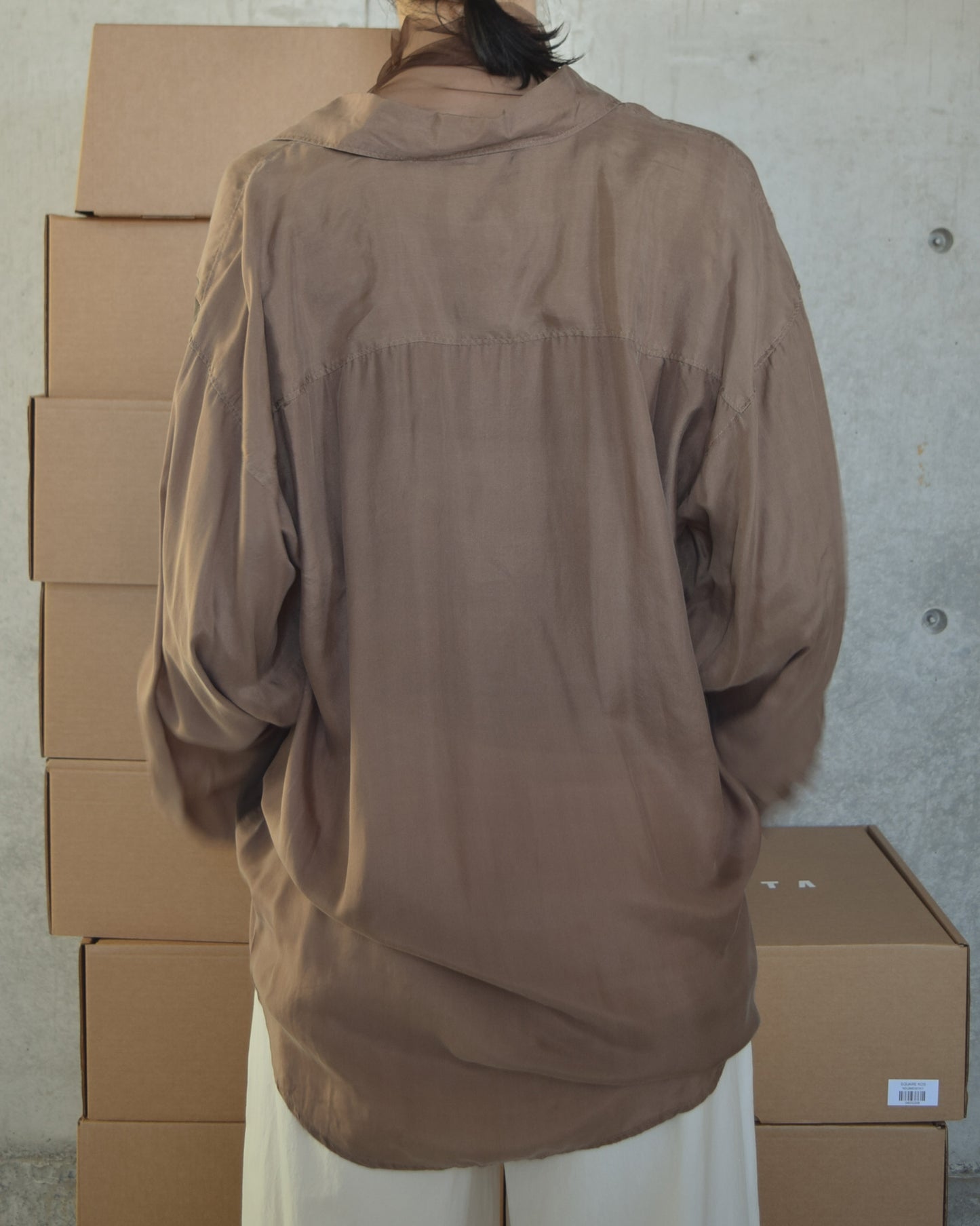 100% Silk Shirts - Nude x Brown