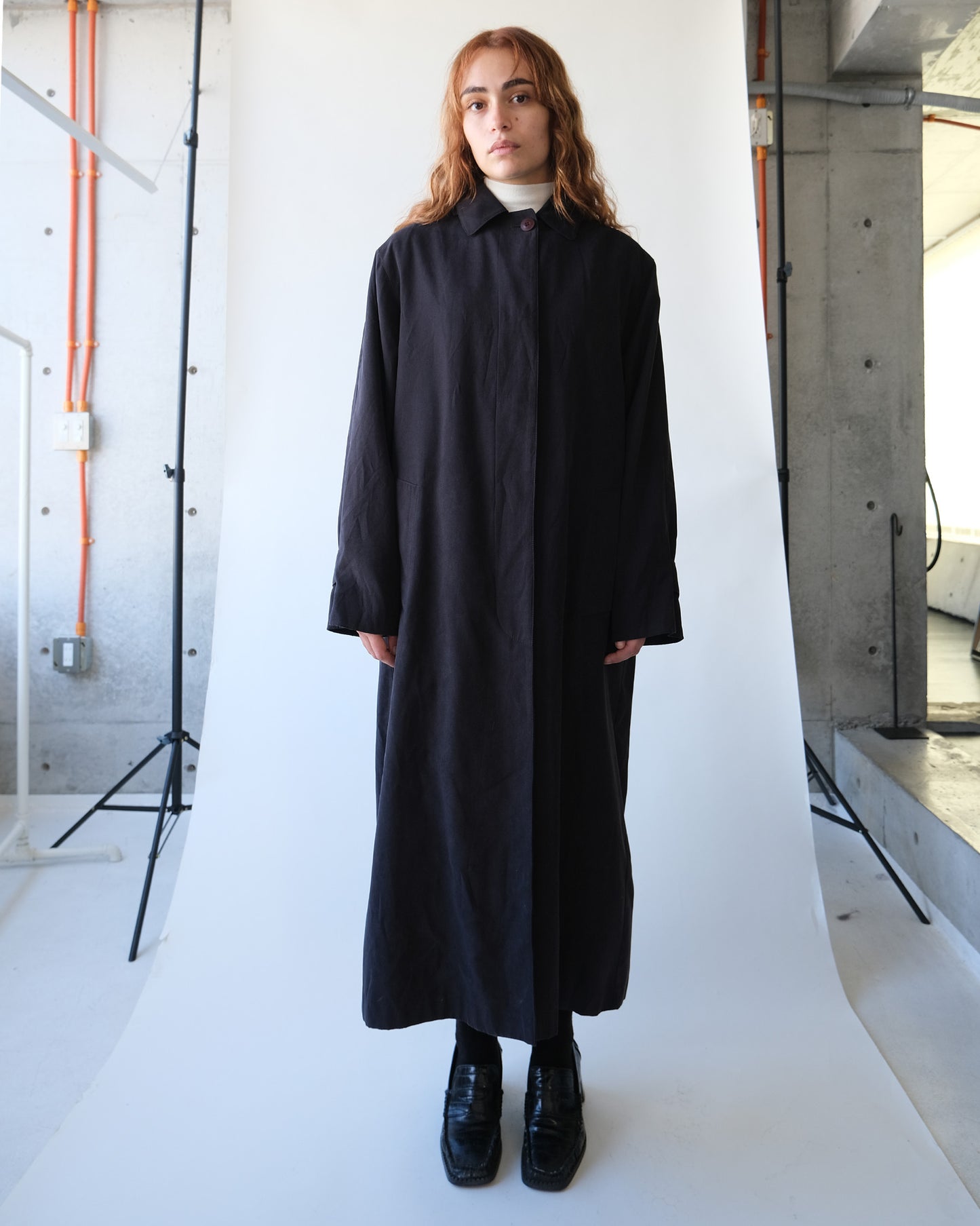 Black Hoodie Single Long Coat