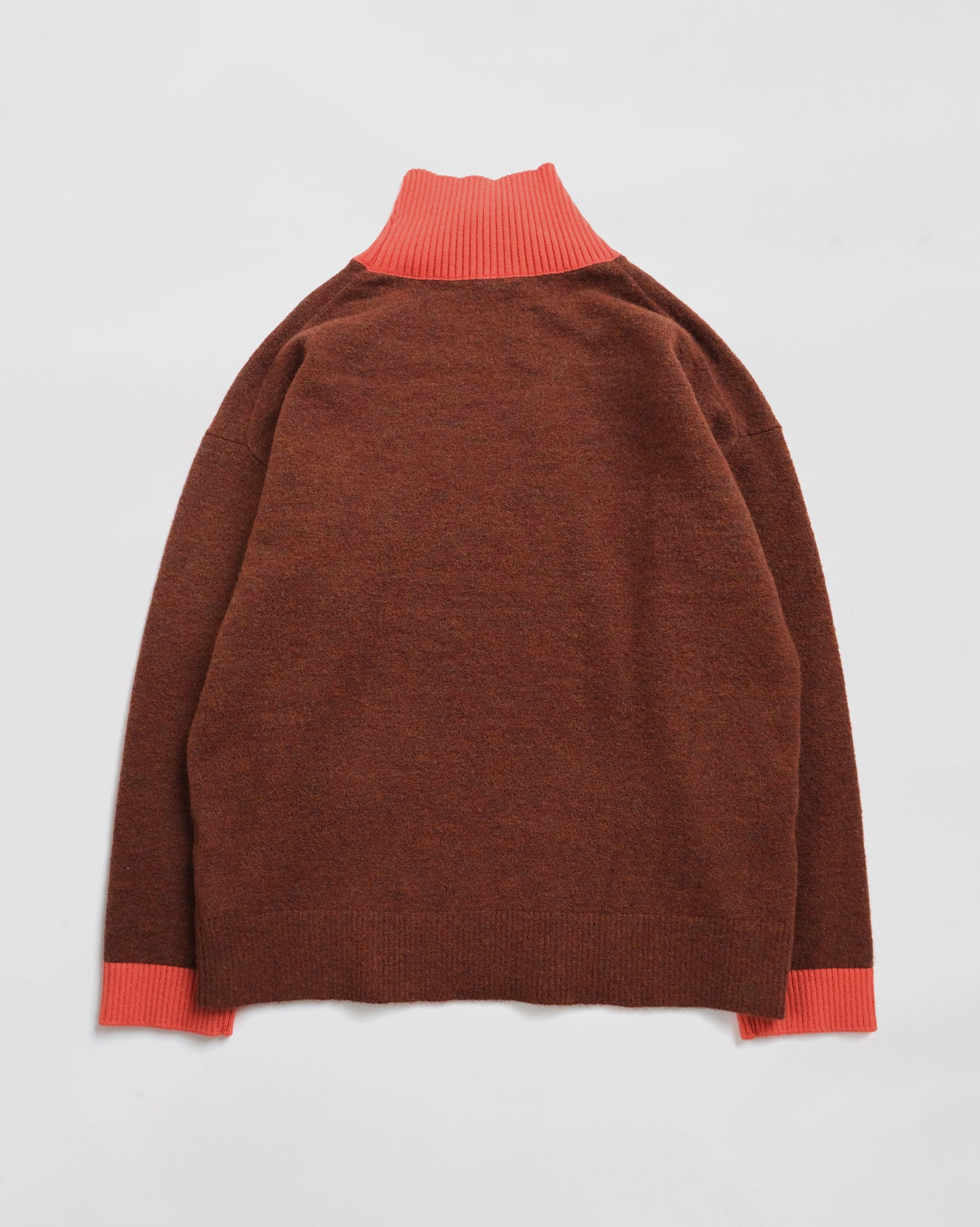 404 High Neck Bicolor Sweater by RYE TENDER - Brown×Orange