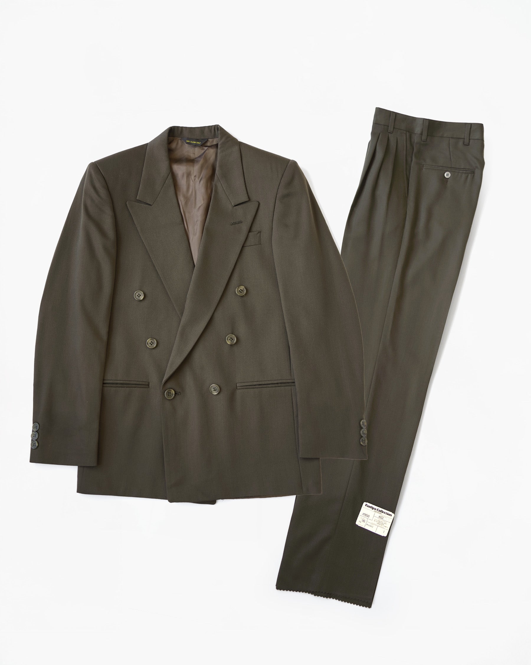 Double Breasted Suit in Olive Tone