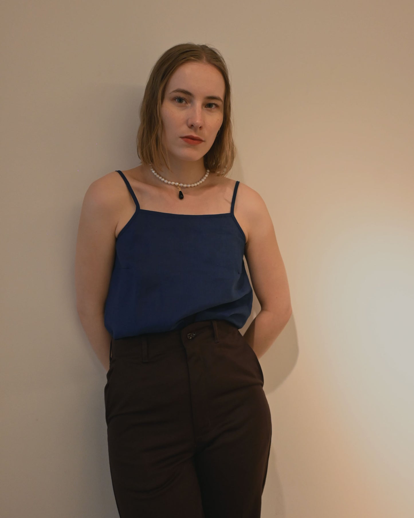 404 Linen Cami - Navy