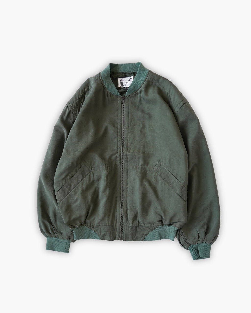 100% Silk Zip Up Jacket - Green