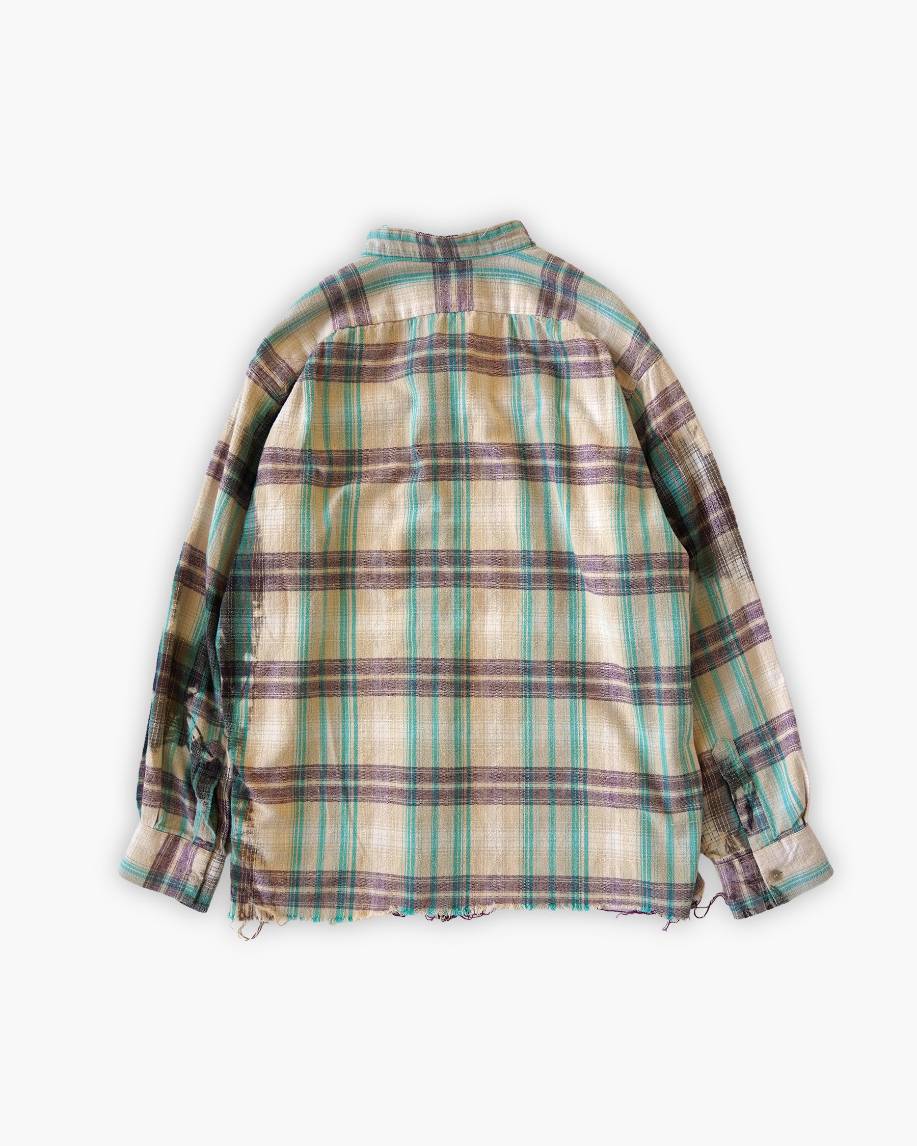 Sun Bleached Box Plaid Shirt - Turquoise