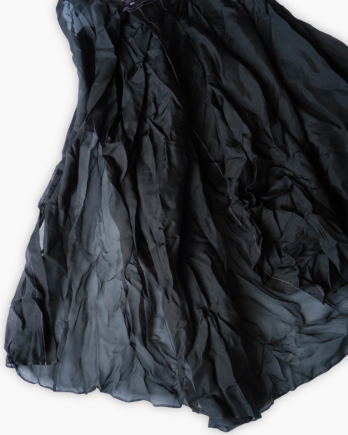Raw Adjustable Crumpled Thai Silk Wrap-Snap Long Skirt
