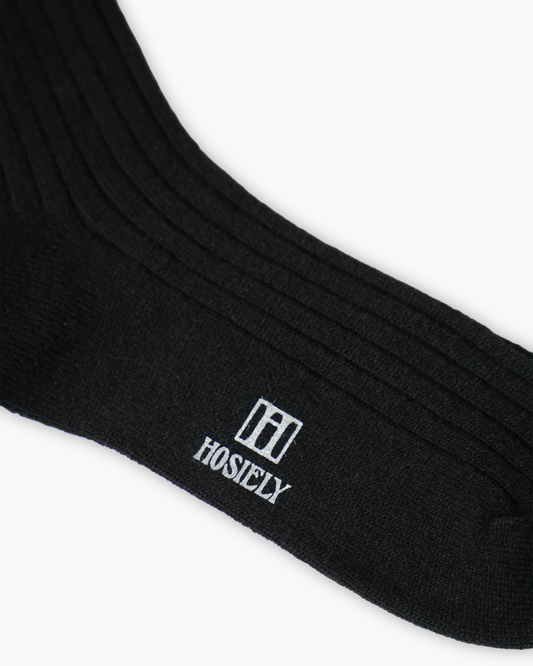 404 Rib Cashmere Wool Hi Socks - Black