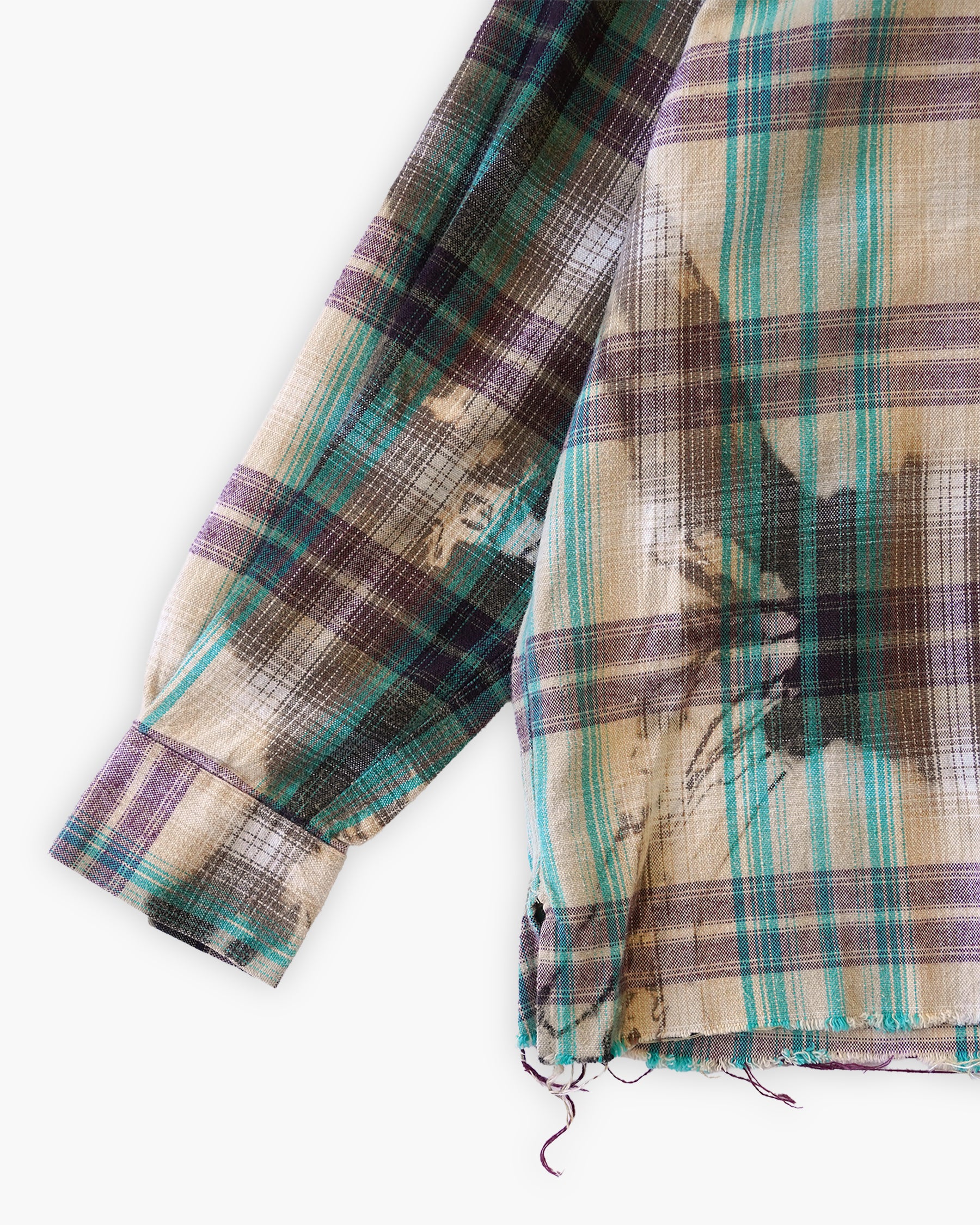 Sun Bleached Box Plaid Shirt - Turquoise