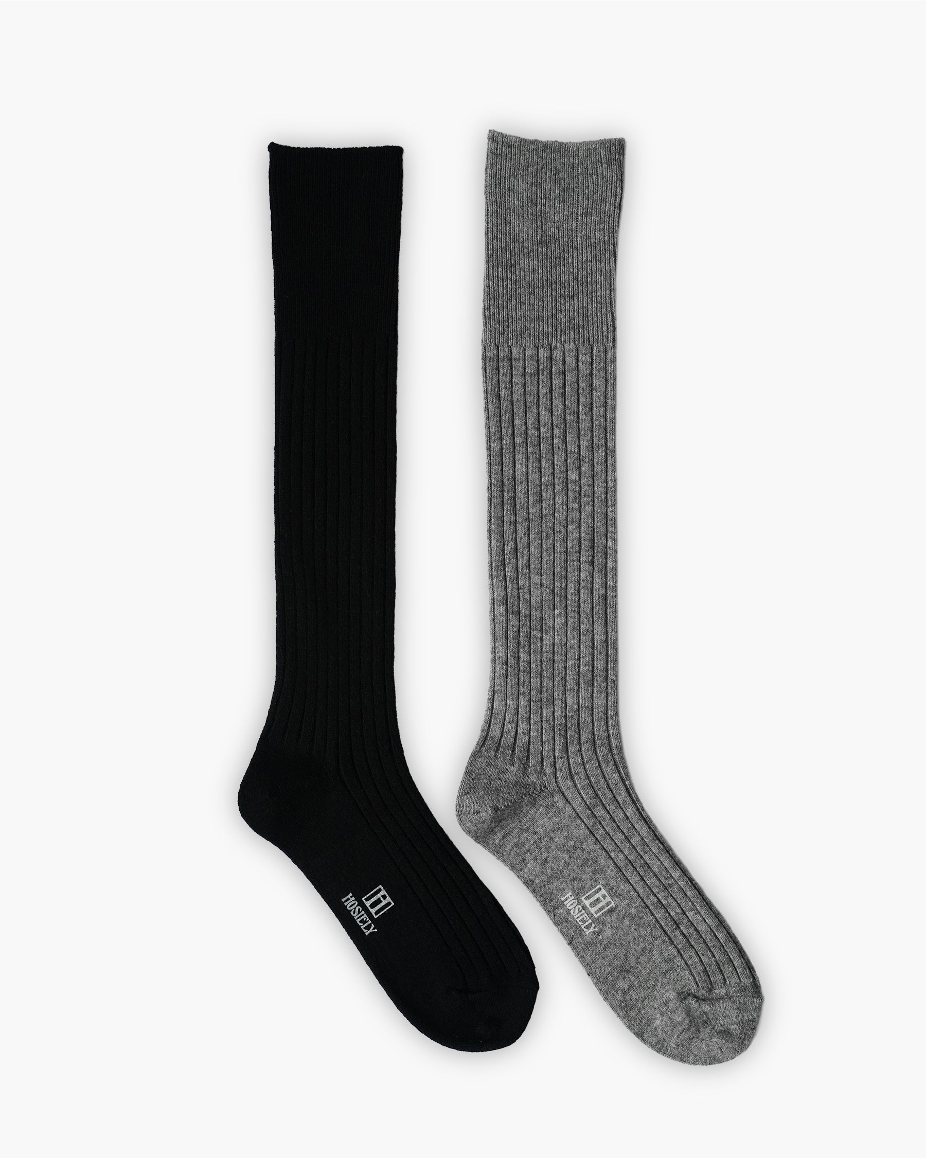 404 Rib Cashmere Wool Hi Socks - Black