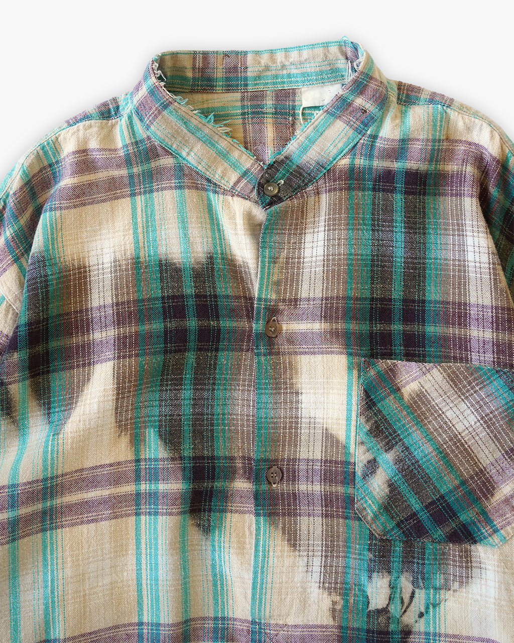 Sun Bleached Box Plaid Shirt - Turquoise