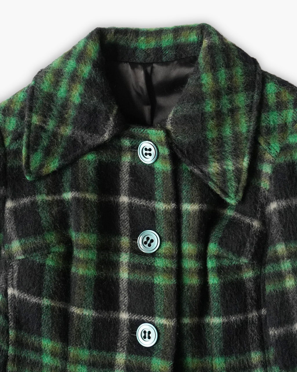 Green Plaid Wool Coat