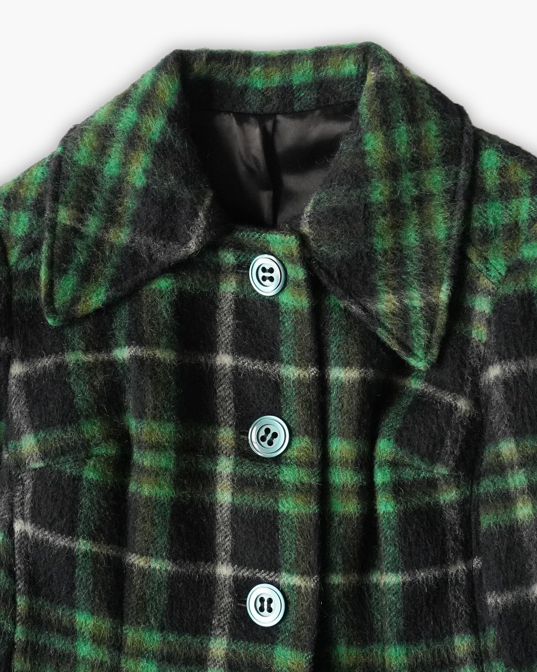 Green Plaid Wool Coat