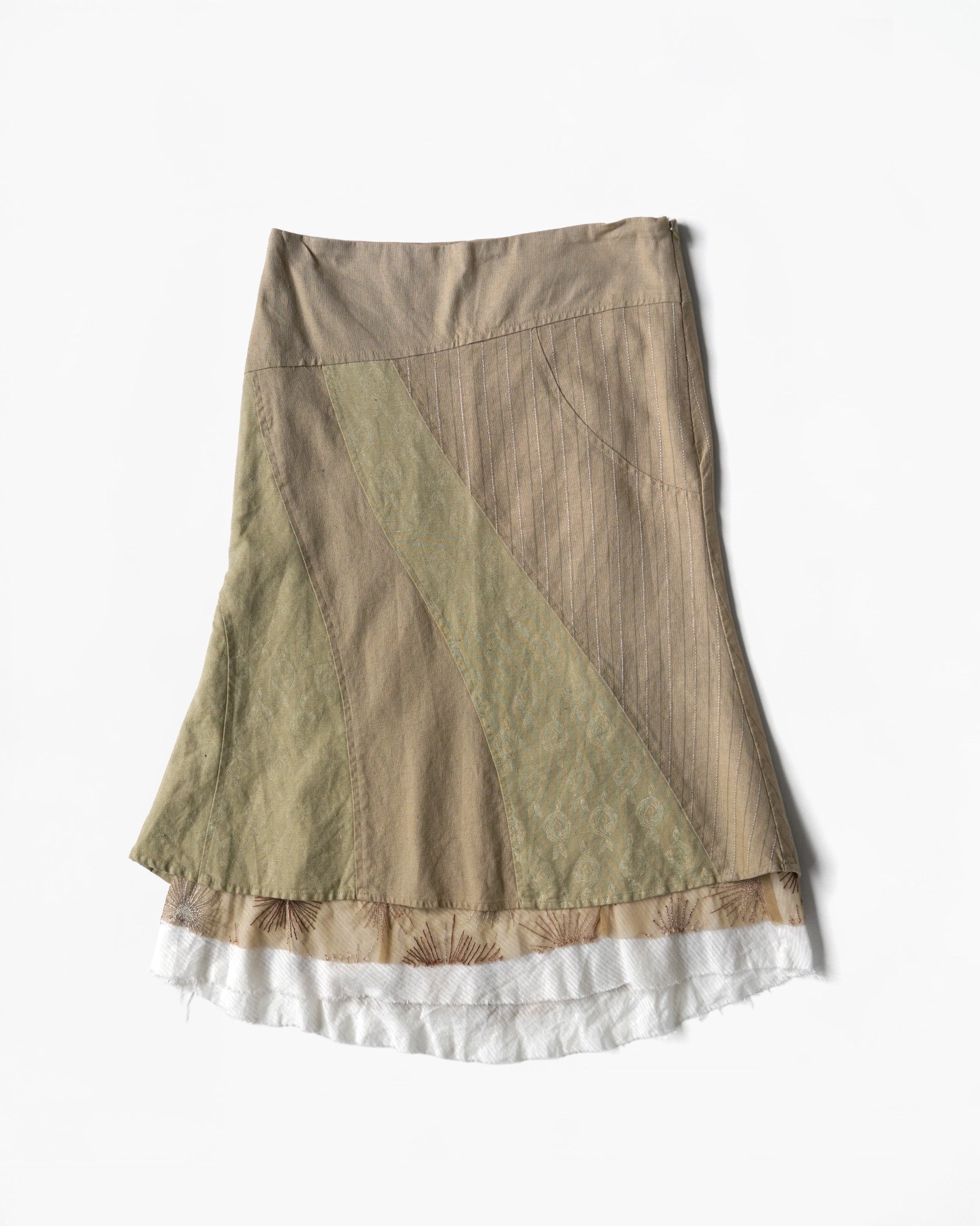 00s Cotton x Linen Patchwork Skirt