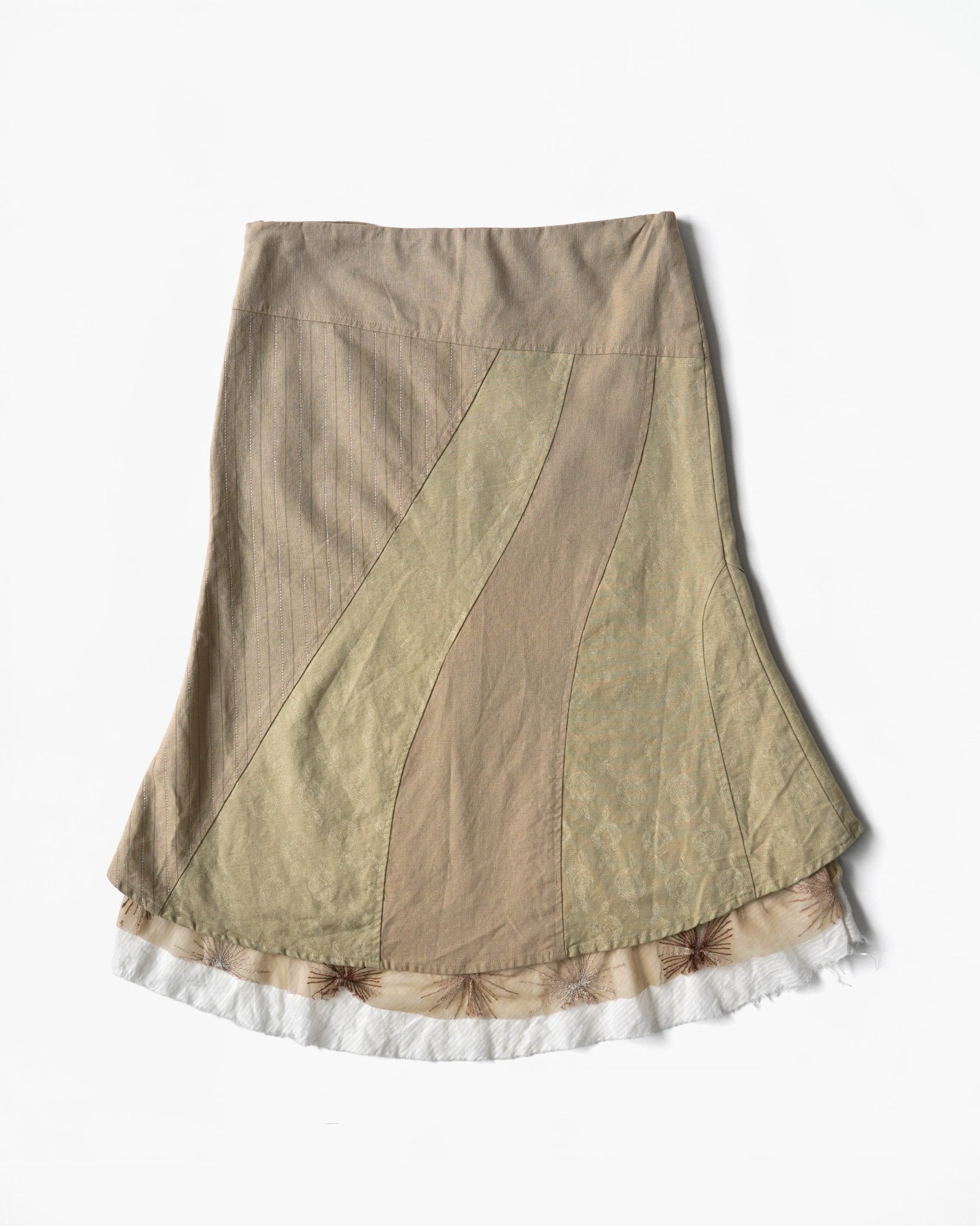 00s Cotton x Linen Patchwork Skirt