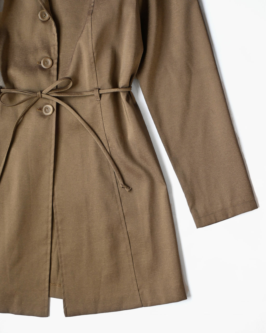 Waist-Tie Brown Shirt Jacket