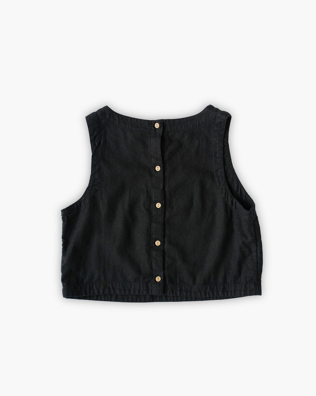 Linen Rayon Back Button Cropped Top
