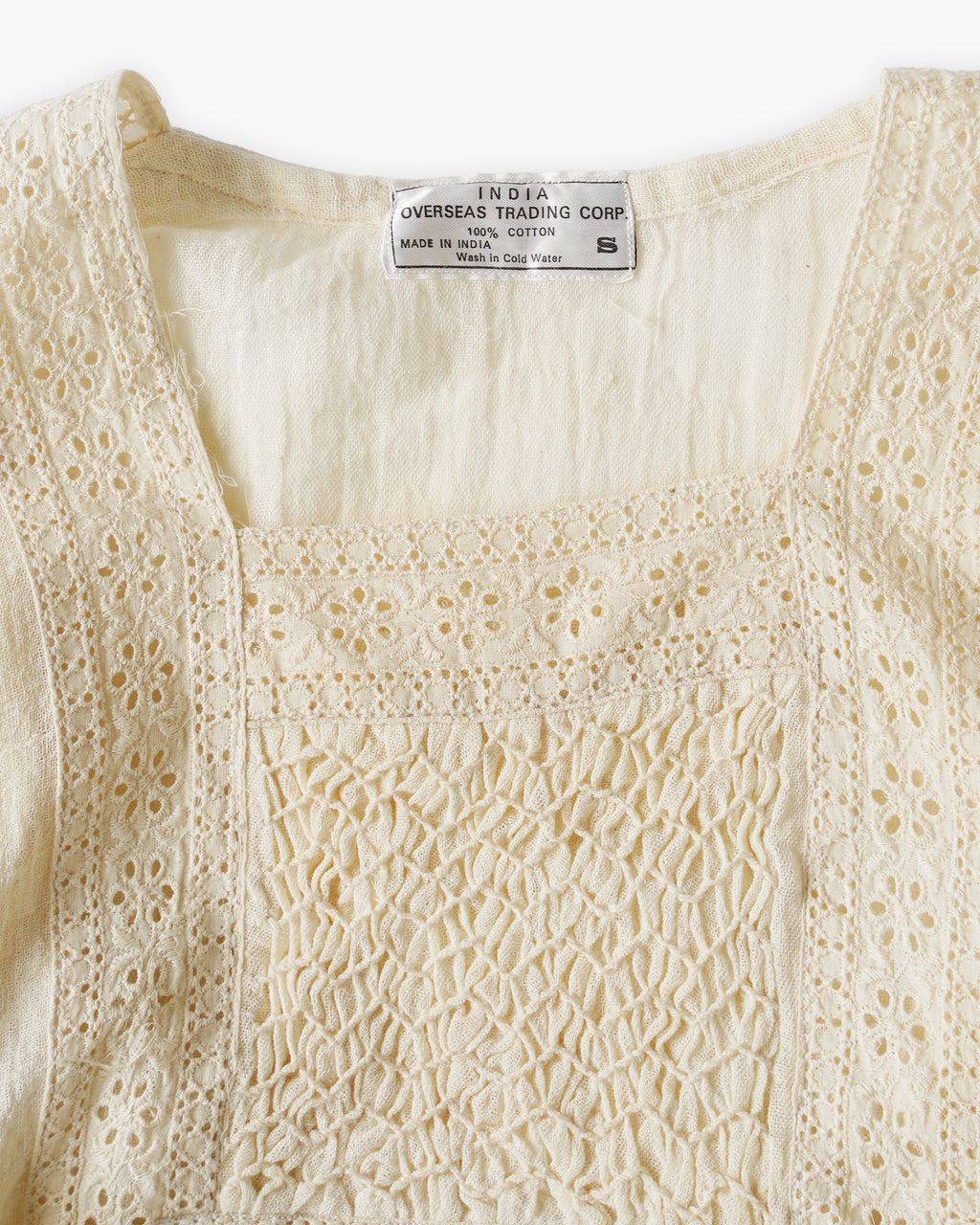 70's Cotton Lace Smock Blouse
