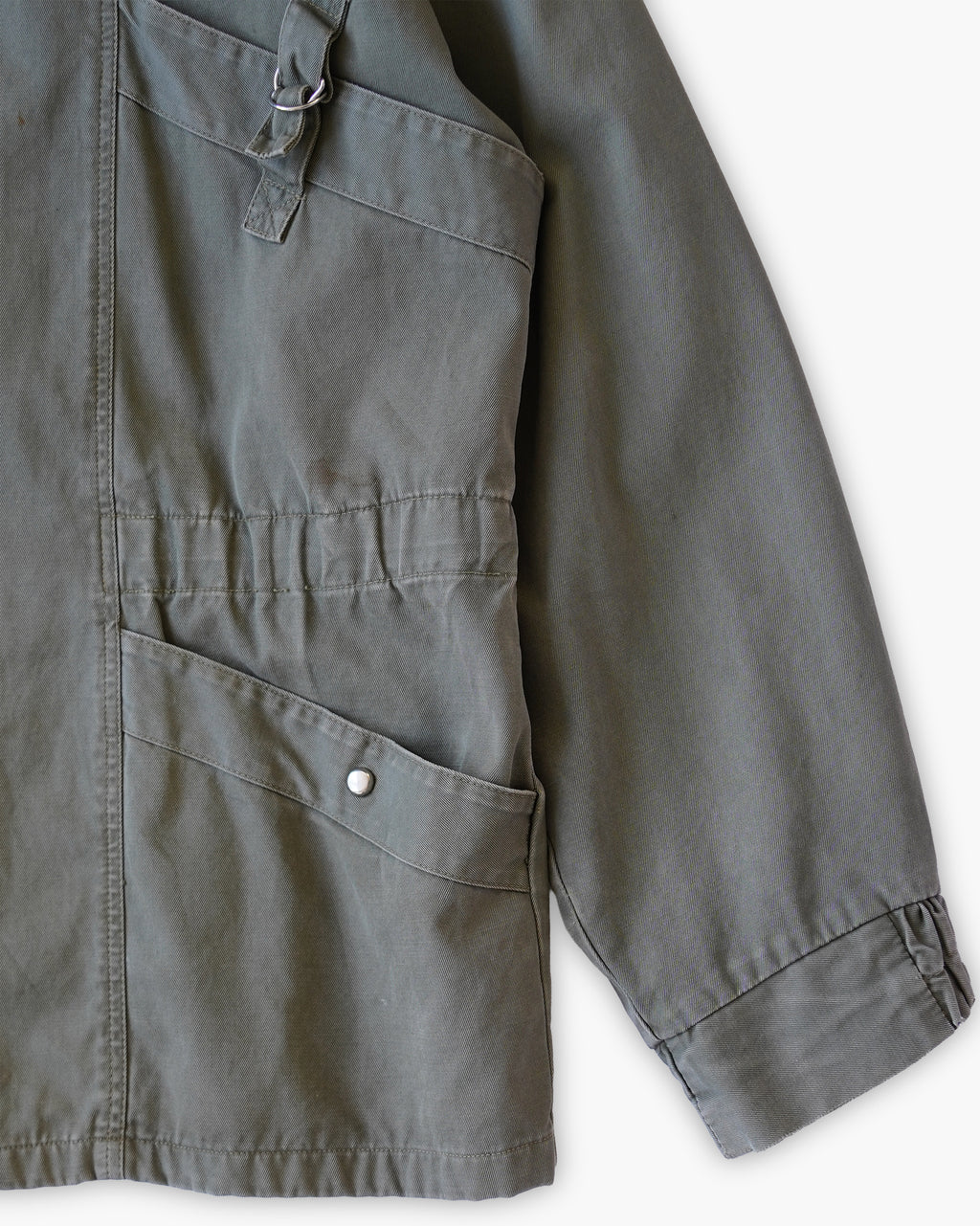 Khaki Hooded Utility Jacket with Multi-Pockets