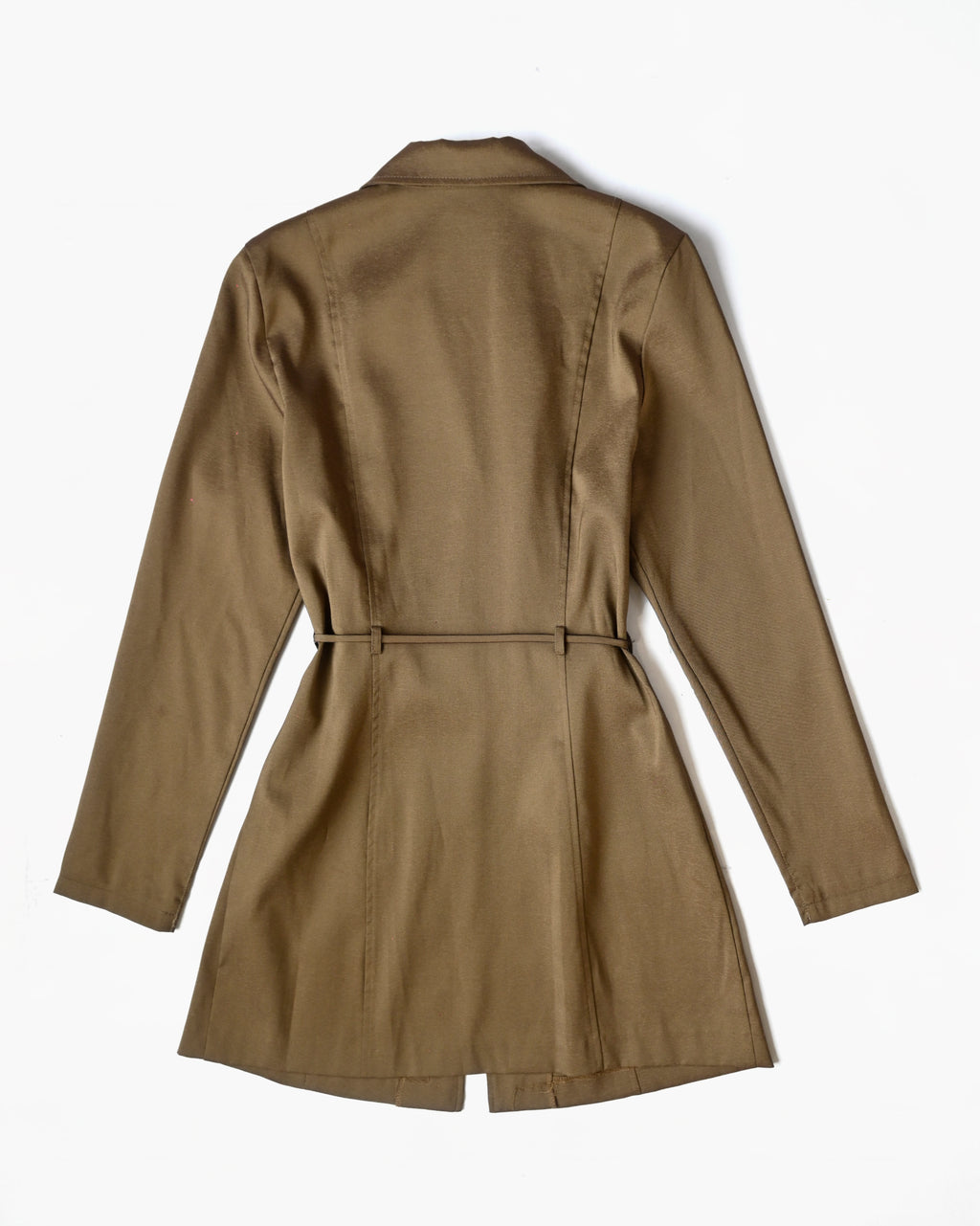 Waist-Tie Brown Shirt Jacket