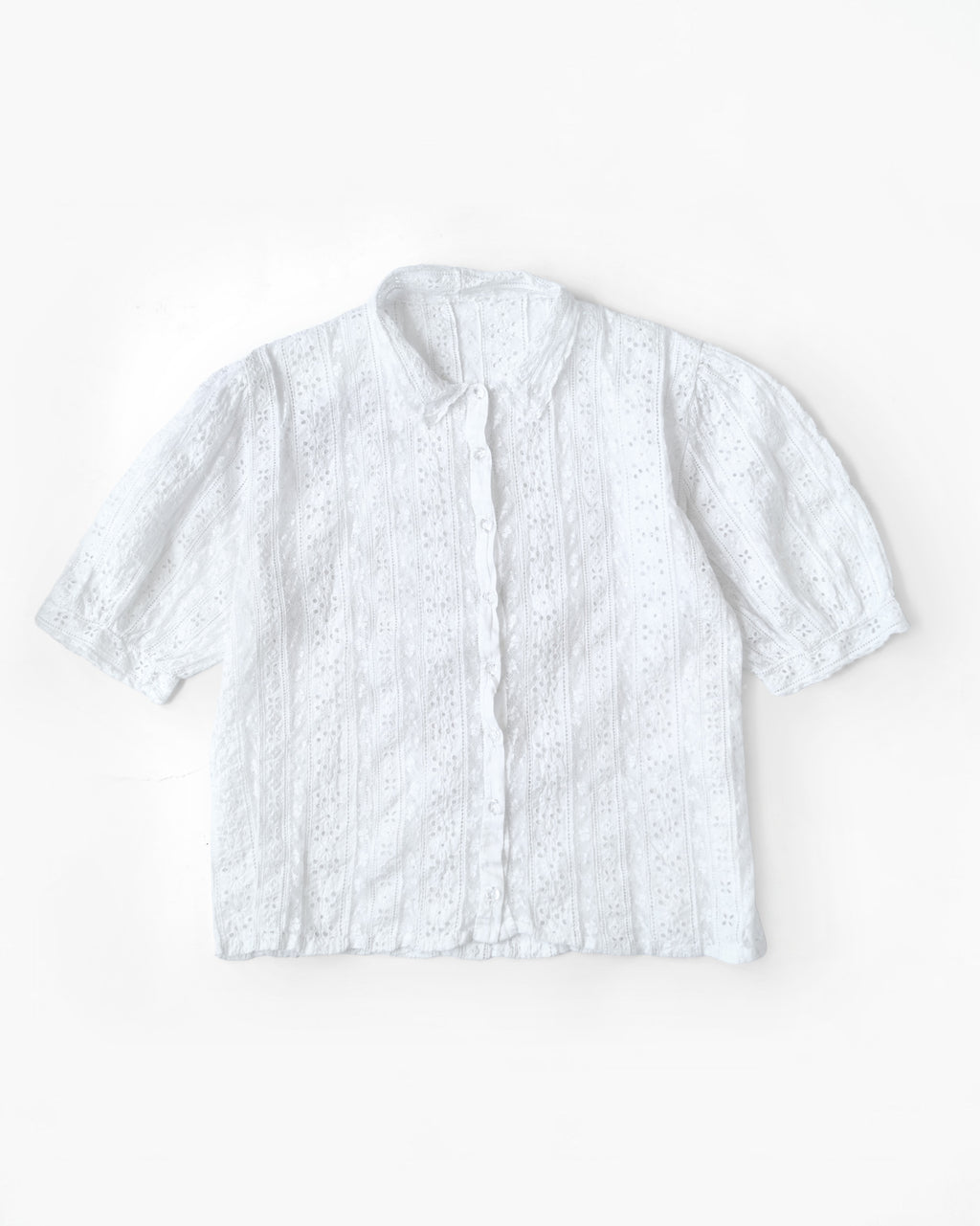Eyelet Cotton Lace Blouse Made in France