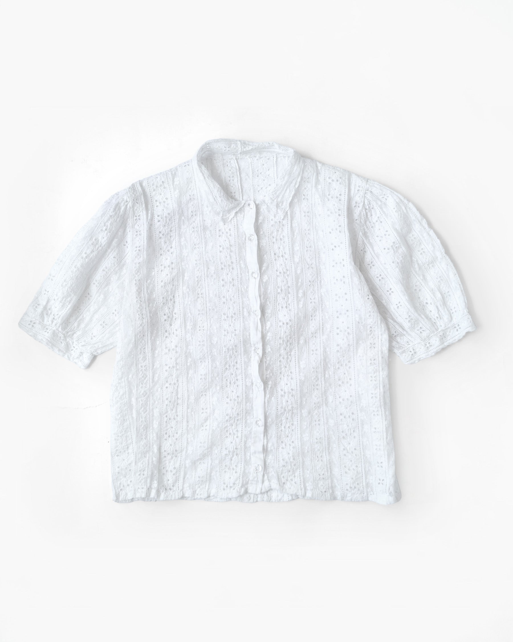 Eyelet Cotton Lace Blouse Made in France