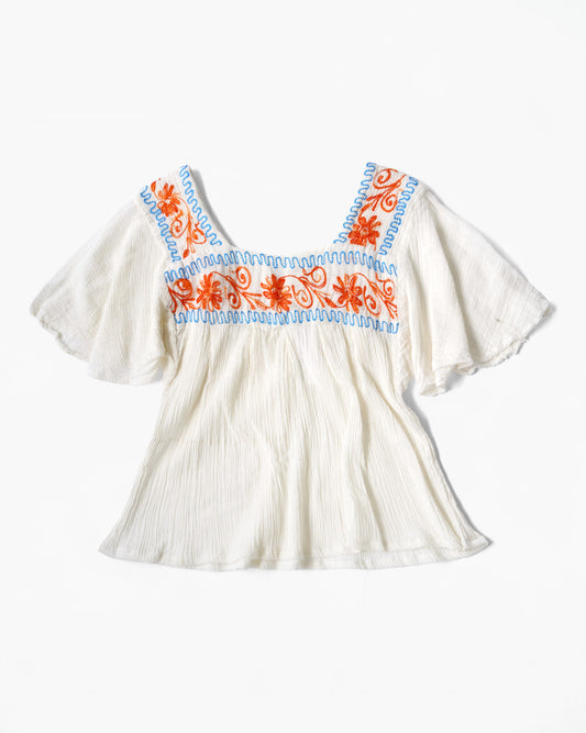 1970's Hand Embroidered Cotton Top