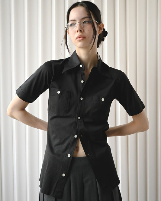 "OLD CELINE" Half Sleeve Shirt - Black