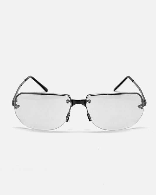 NOS 90s Clear Frameless Sunglasses - Black