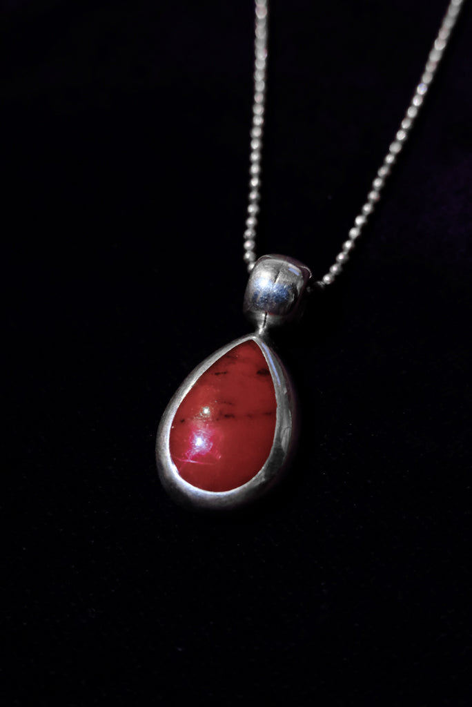 Teardrop Dyed Howlite Oxblood Stone Pendant