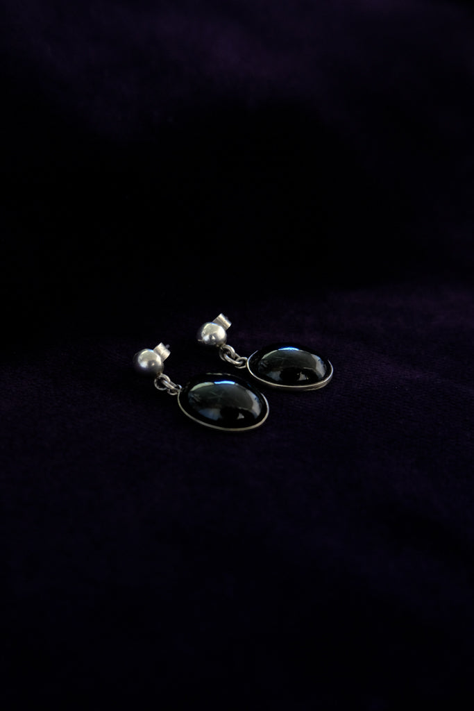 Oval Onyx Dangle Earrings