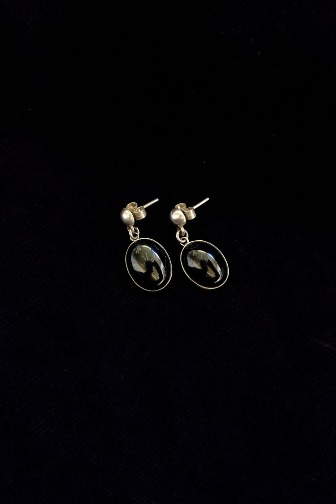 Oval Onyx Dangle Earrings