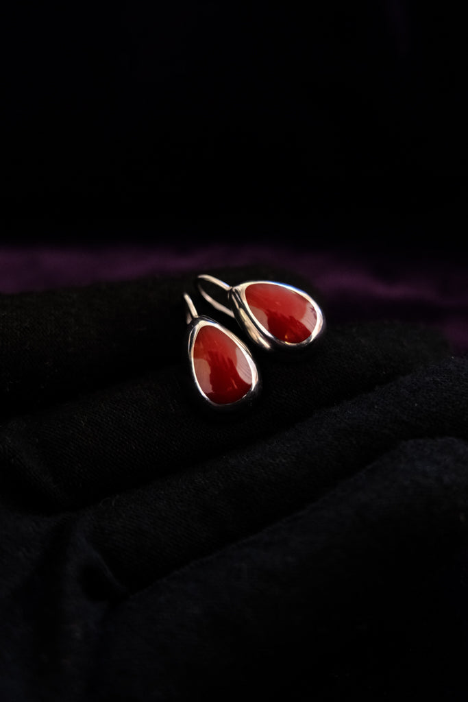 Dangles Red Stone Cabochons Earrings