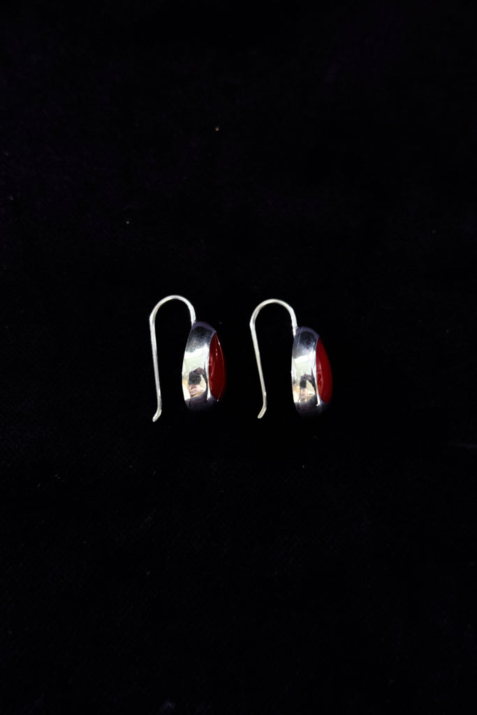 Dangles Red Stone Cabochons Earrings