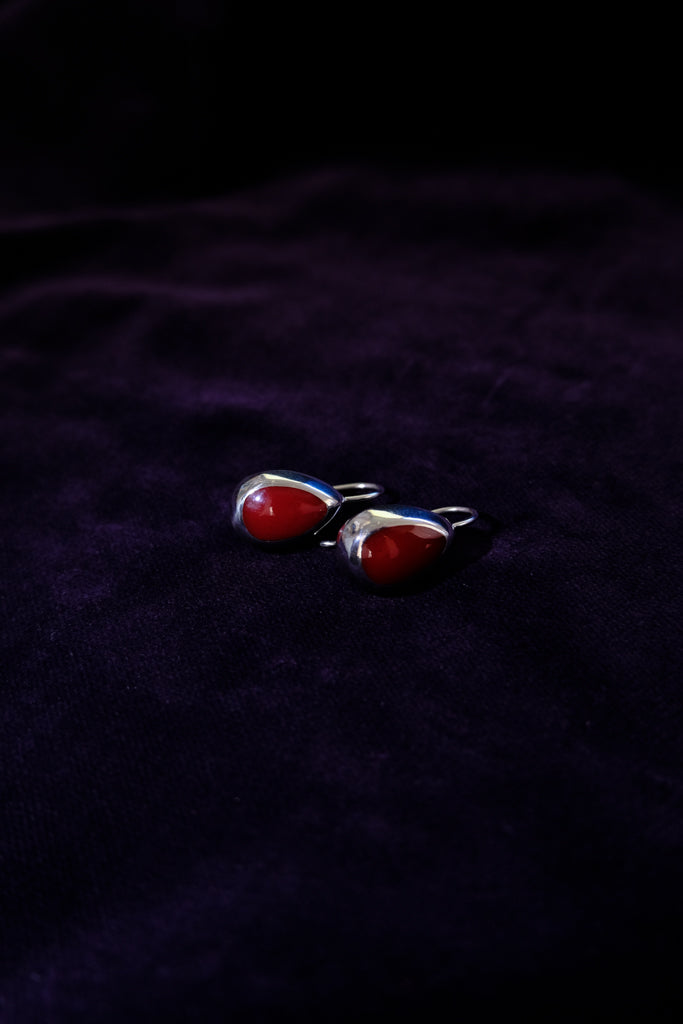 Dangles Red Stone Cabochons Earrings