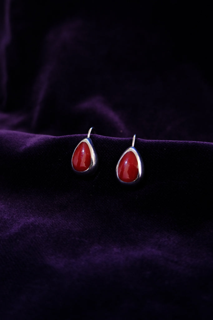 Dangles Red Stone Cabochons Earrings