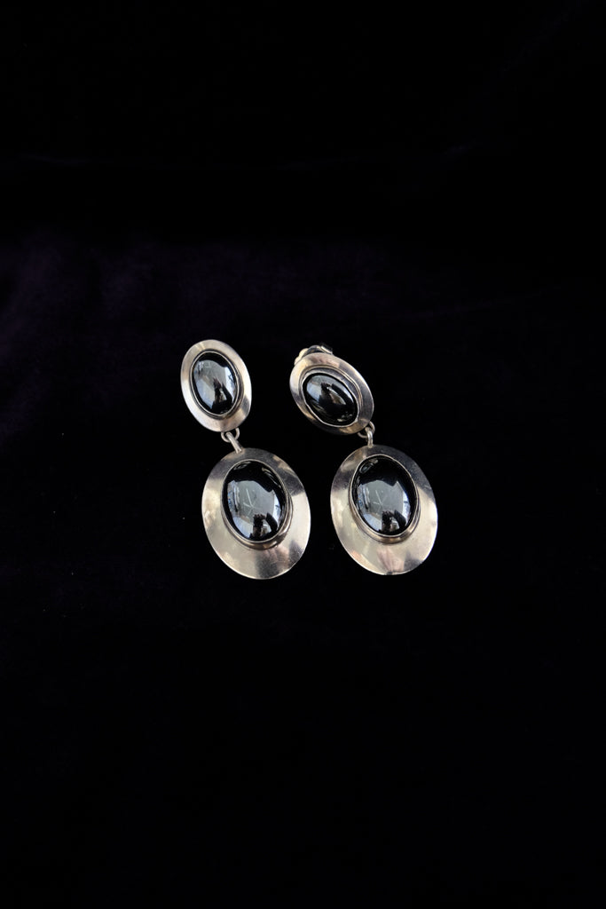 Oval Hematite Dangle Earrings