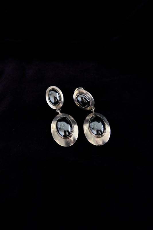 Oval Hematite Dangle Earrings