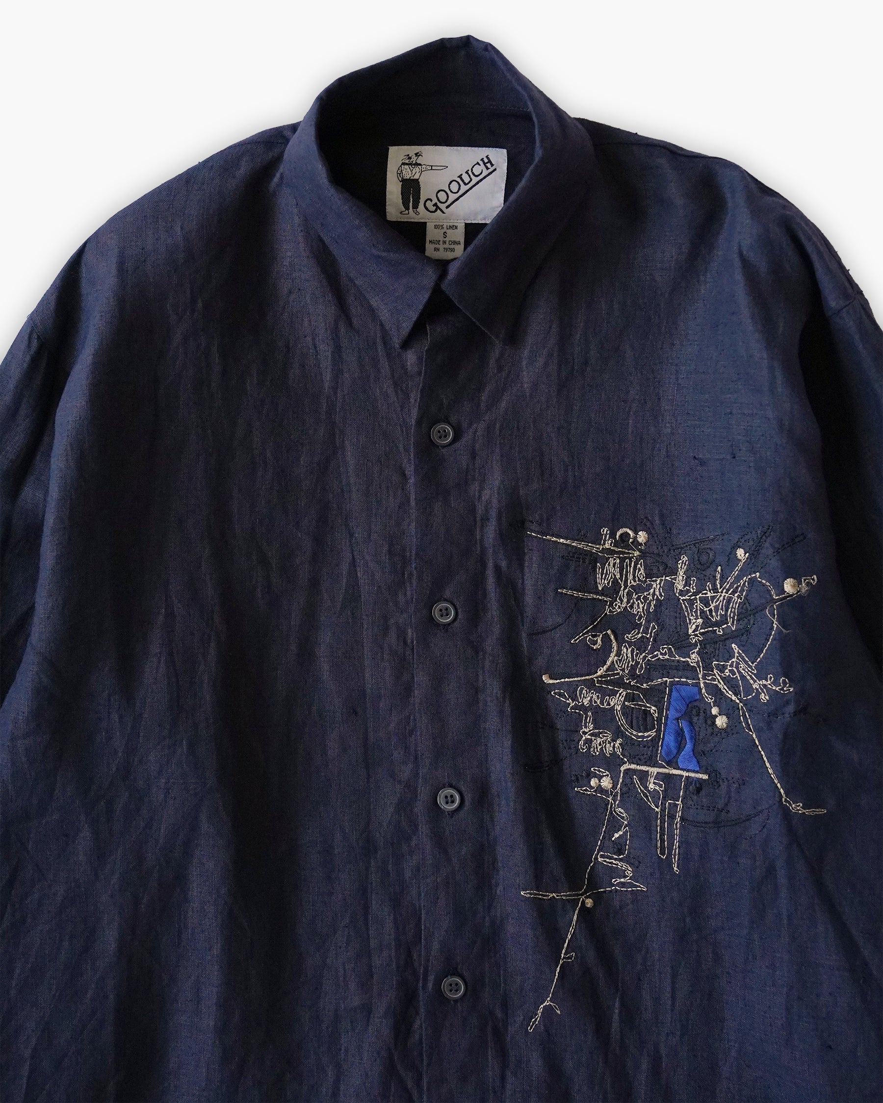 "GOOUCH" Embroidered  100% Linen L/S Shirt