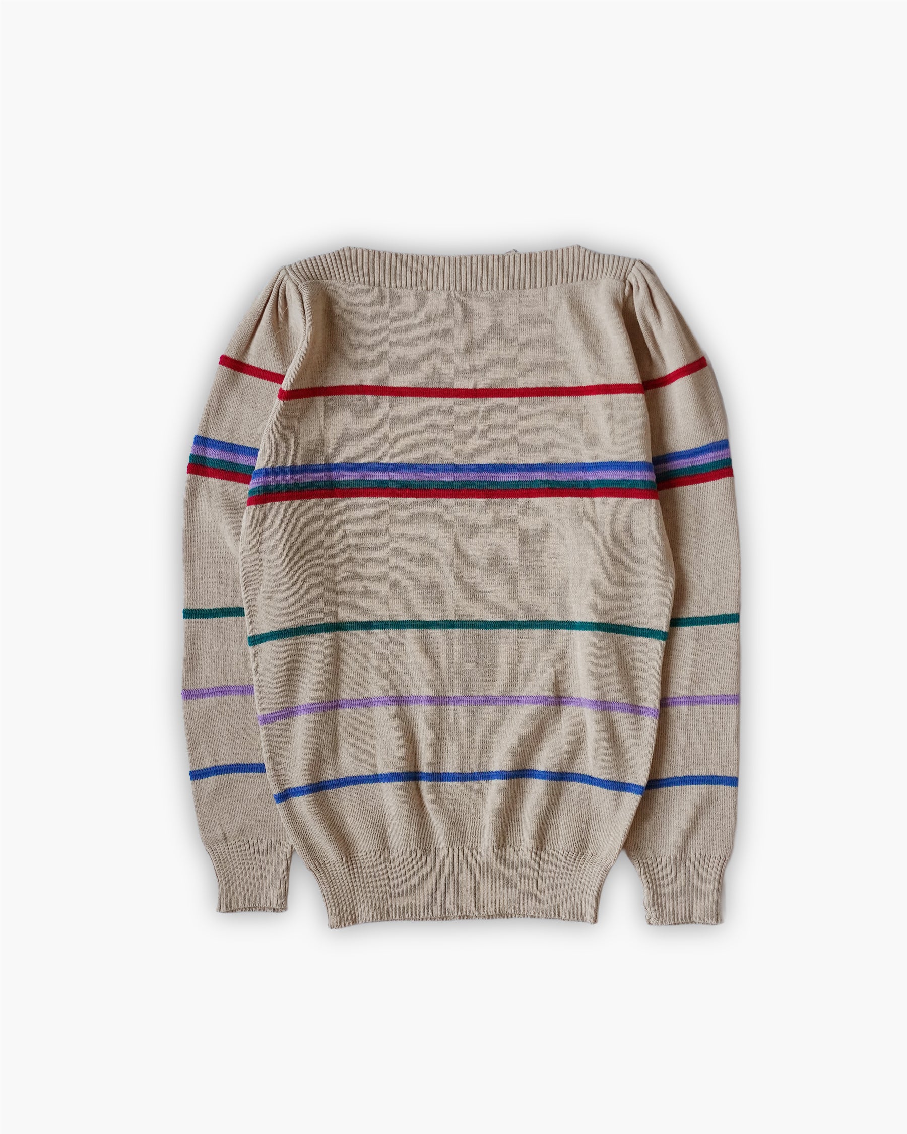 Striped Boat Neck Knit Sweater