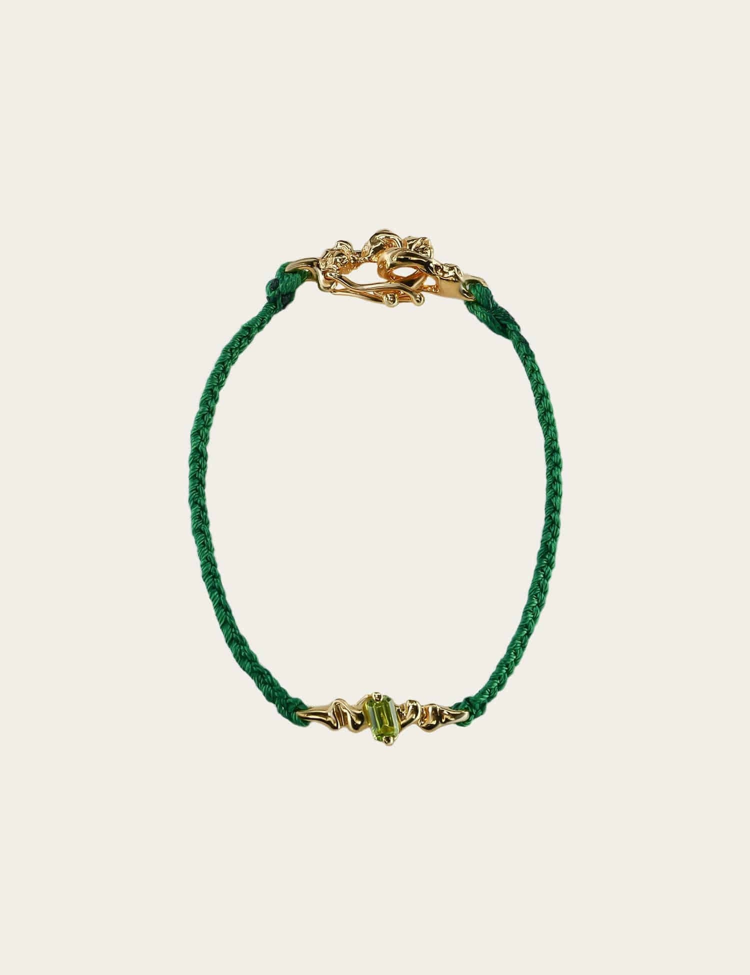 "Isabella Etou" Crinkle Cord Bracelet - Peridot