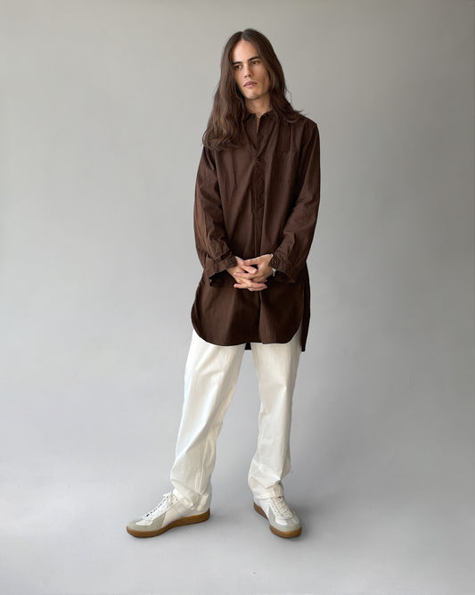 Over-dyed Swedish Pullover Shirt Brown