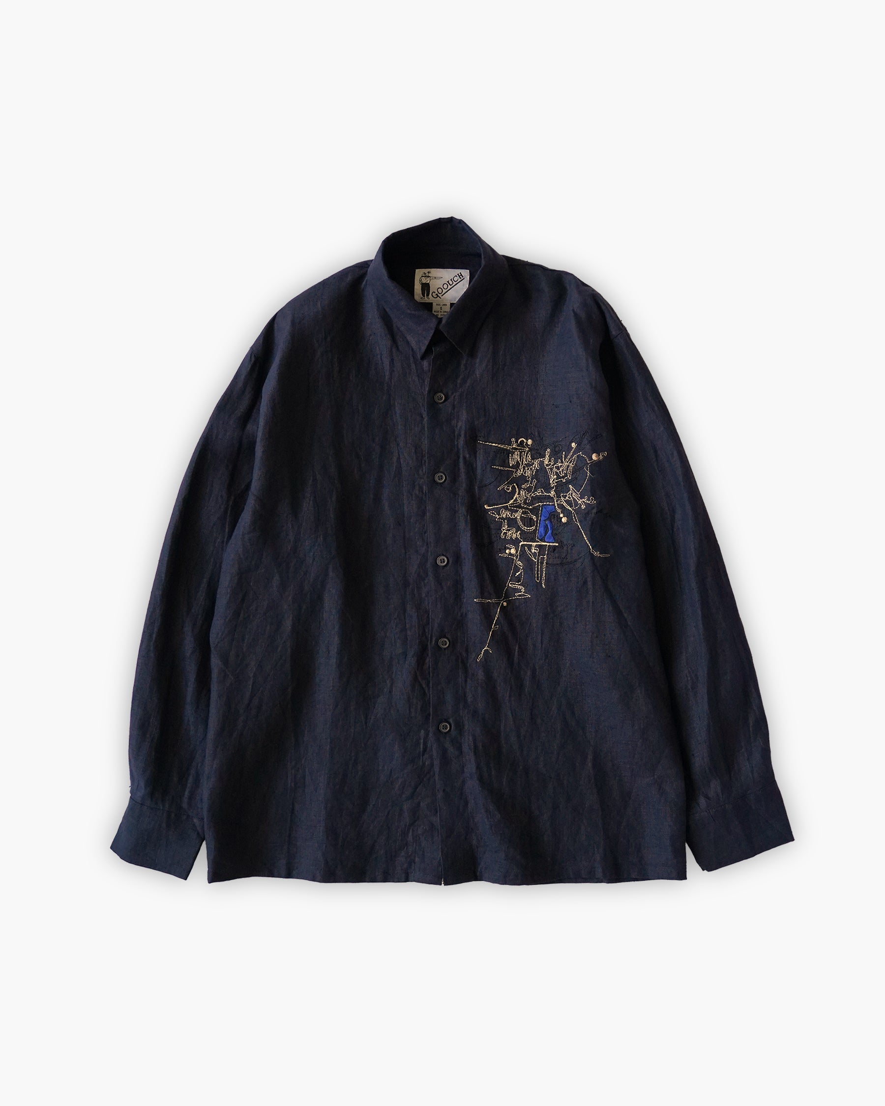 "GOOUCH" Embroidered  100% Linen L/S Shirt