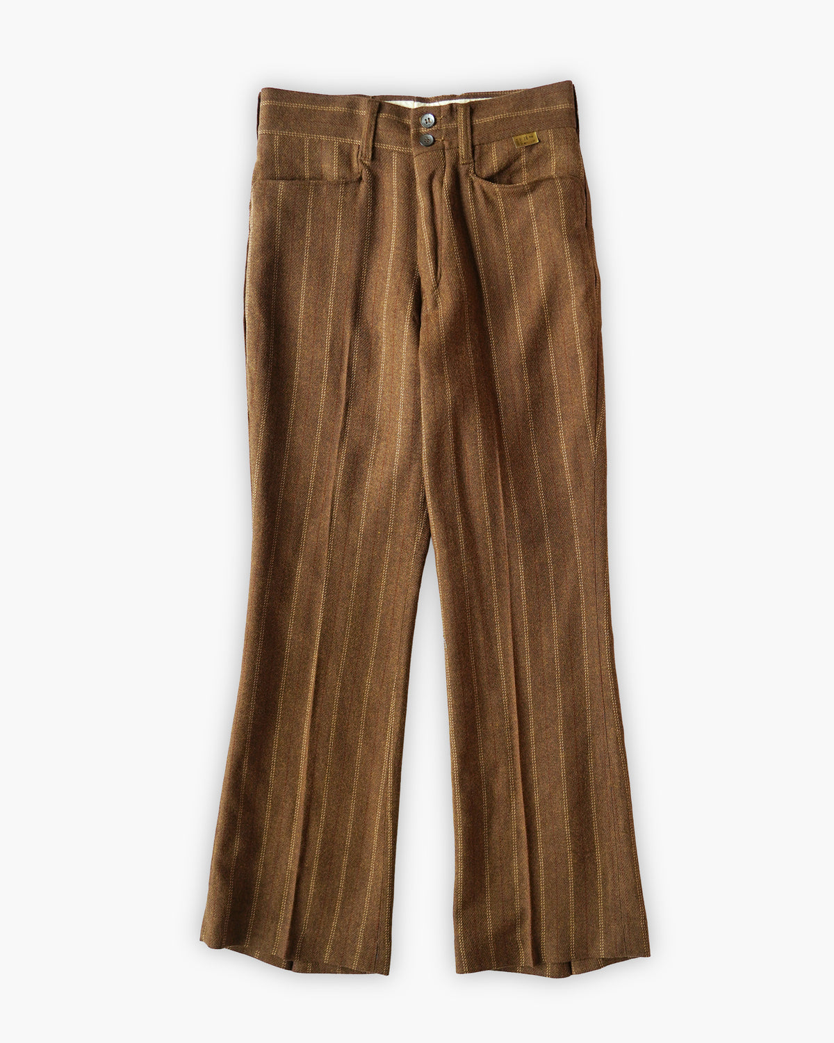 Wool Blend Stripe Flared Trousers