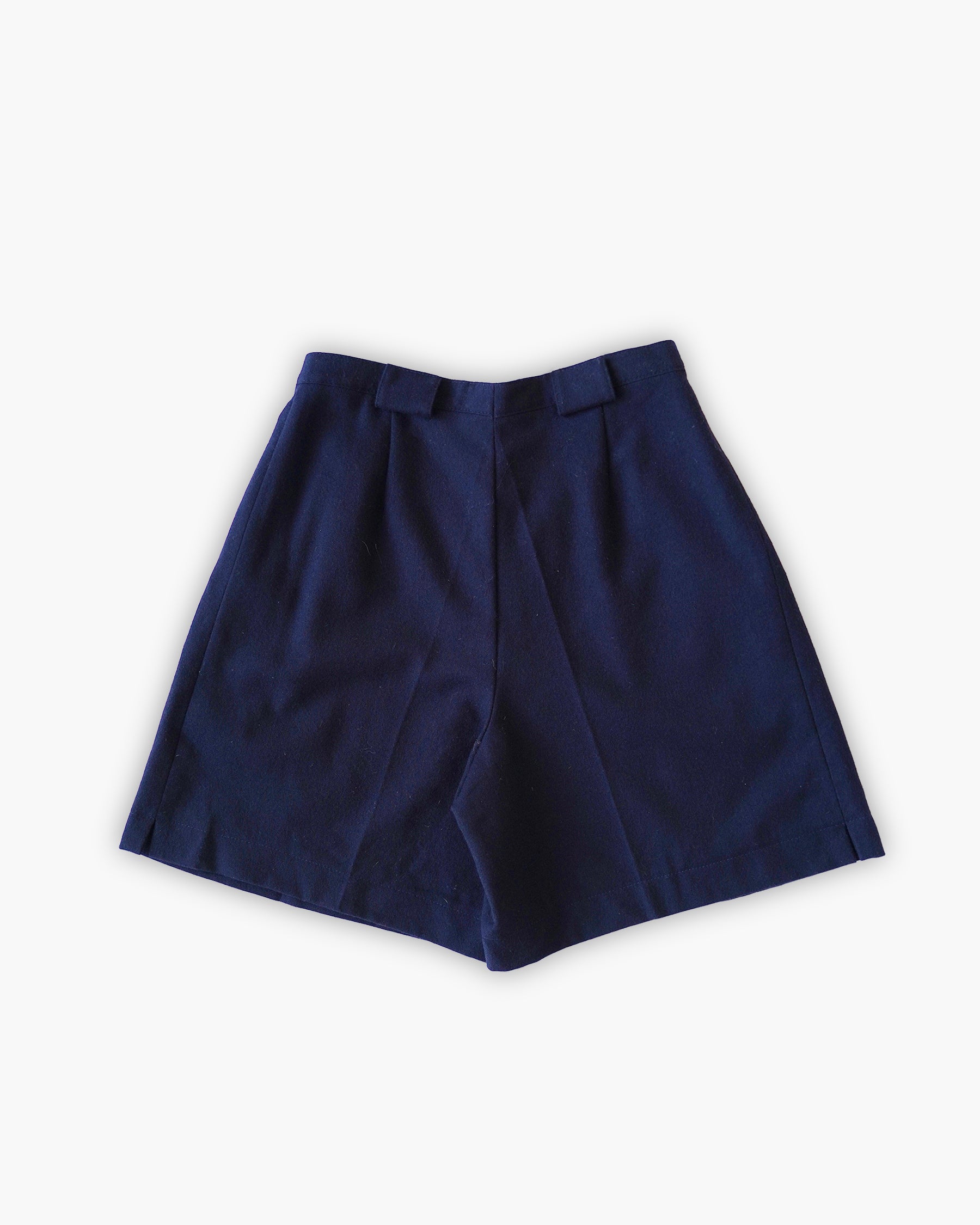 Wide Wool Shorts - Navy