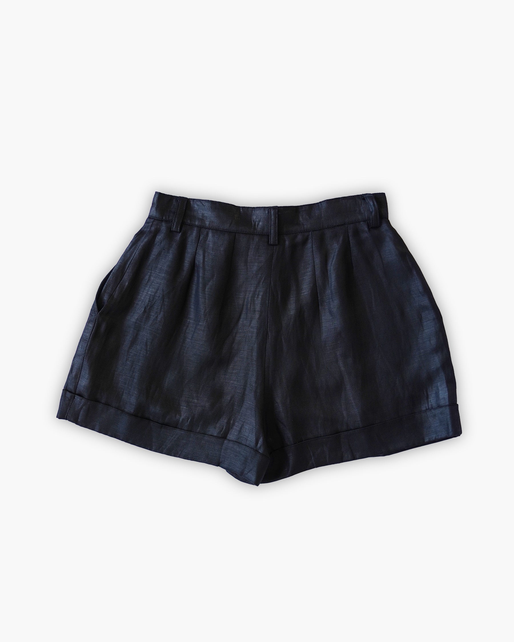 Linen Blend Shiny Shorts