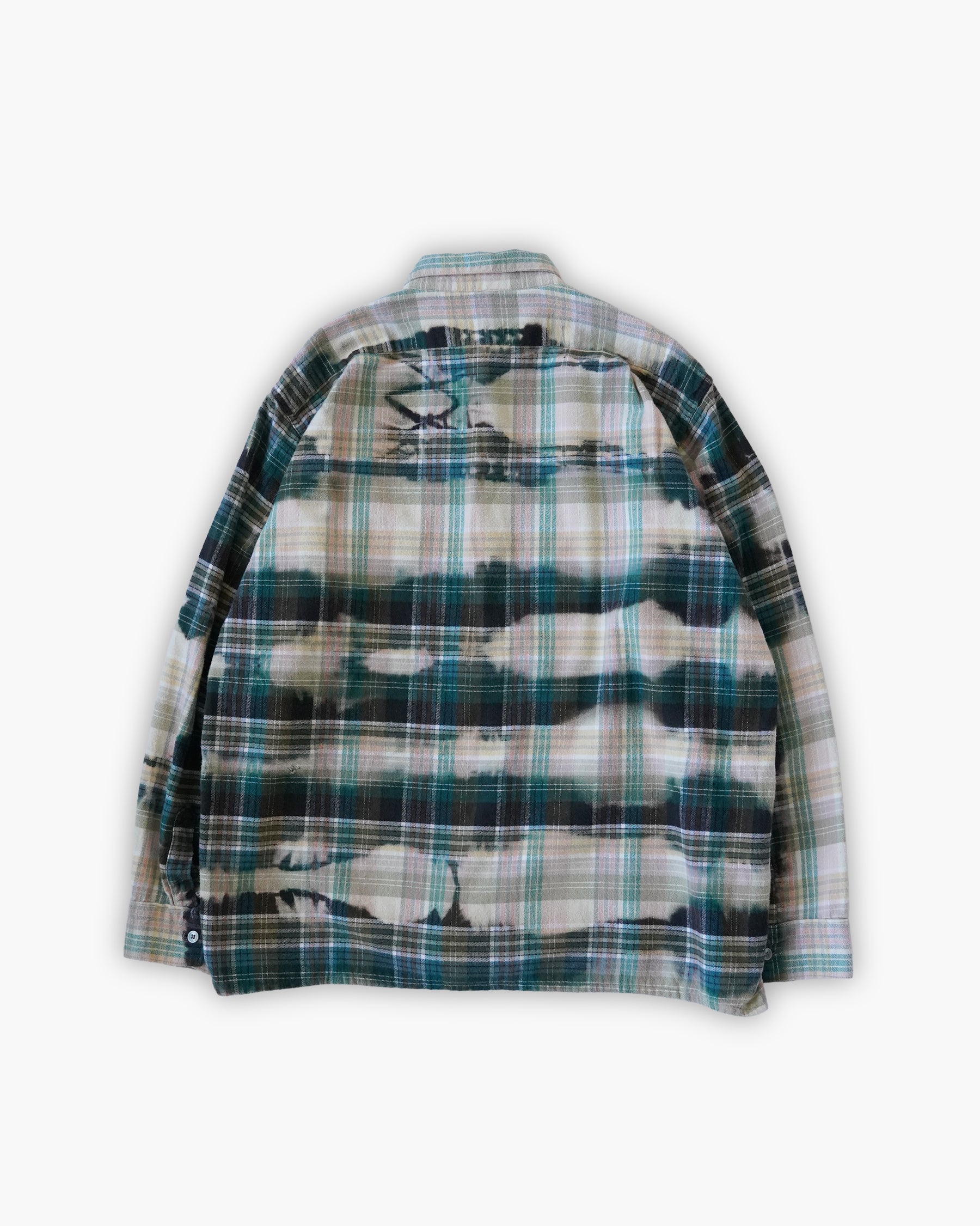 Sun Bleached Box Plaid Shirt - Green